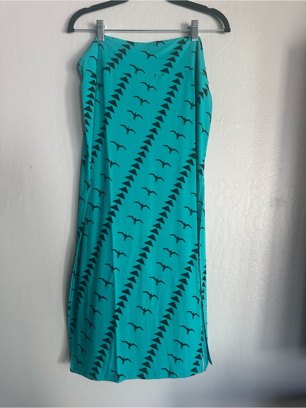Turquoise Printed Midi Skirt
